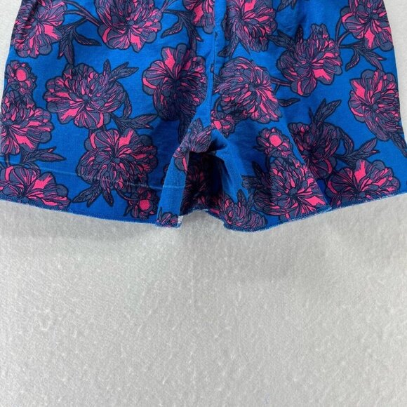 J.Crew Shorts Womens Size 4 Floral Print Elastic Waist Mini Linen Cotton Blue - Picture 7 of 11